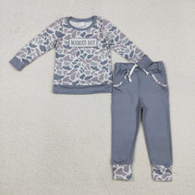 Load image into Gallery viewer, Sibling Baby Boys Embroidery Mama's Boy Camo Top Pockets Pants Clothes Sets