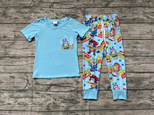 Load image into Gallery viewer, Baby Boys Dogs Blue Short Sleeve Pocket Shirt Pants Clothes Sets