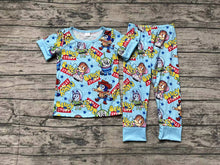 Load image into Gallery viewer, Baby Boys Dogs Blue Short Sleeve Shirt Pants Pajamas Clothes Sets