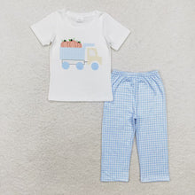 Load image into Gallery viewer, Baby Boys Short Sleeve Pumpkin Tractor Top Pants Clothes Sets