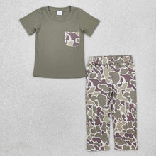 Load image into Gallery viewer, Baby Boys Green Pocket Top Camouflage Pants Clothing Sets