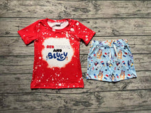 Load image into Gallery viewer, Baby Boys 4th Of July Red Dog Shirts Shorts Clothes Sets