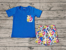 Load image into Gallery viewer, Baby Boys Blue Short Sleeve Tee Shirts Tops Toys Shorts Clothes Sets