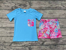 Load image into Gallery viewer, Baby Boys Blue Short Sleeve Tee Shirts Tops Shells Shorts Clothes Sets
