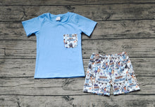 Load image into Gallery viewer, Baby Boys Blue Tee Shirts Tops Birthday Dogs Shorts Clothes Sets
