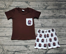 Load image into Gallery viewer, Baby Boys Brown Pocket Shirt Dog Hunting Shorts Clothes Sets