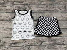Load image into Gallery viewer, Baby Boys Black Smile Sleeveless Top Shorts Clothes Sets