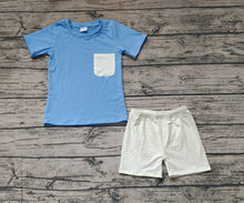 Load image into Gallery viewer, Baby Boys Blue Pocket Tops Shorts Outfits Clothes Sets
