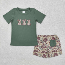 Load image into Gallery viewer, Baby Boys Easter Green Rabbits Shirt Camouflage Shorts Clothes Sets