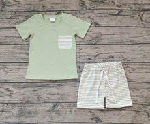 Load image into Gallery viewer, Baby Boys Spring Green Shirts Stripes Shorts Clothes Sets