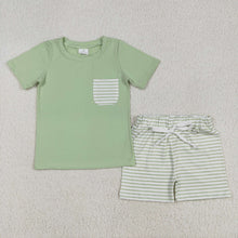 Load image into Gallery viewer, Baby Boys Spring Green Shirts Stripes Shorts Clothes Sets