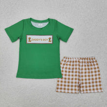 Load image into Gallery viewer, Baby Boys Daddy's Boy Dogs Top Checkered Shorts Clothes Sets