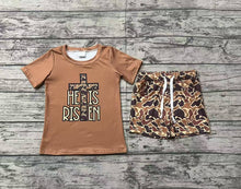 Load image into Gallery viewer, Baby Boys He Is Risen Cross Camo Shirt Shorts Clothes Sets