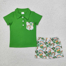 Load image into Gallery viewer, Baby Boys St Patrick Day Qautrefoil Shirts Shorts Clothes Sets