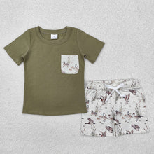 Load image into Gallery viewer, Baby Boys Green Hunting Top Ducks Mallard Shorts Clothes Sets