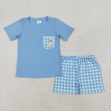 Load image into Gallery viewer, Baby Boys Blue Dog Pocket Shirt Shorts Clothes Sets