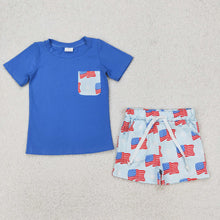 Load image into Gallery viewer, Baby Boys 4th of July Flags Pocket Shirts Shorts Clothes Sets