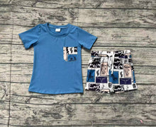 Load image into Gallery viewer, Baby Boys Western Blue Pocket Top Rodeo Shorts Clothes Sets