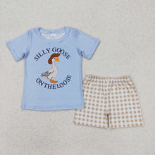 Load image into Gallery viewer, Baby Boys Silly Goose Top Checkered Shorts Clothes Sets