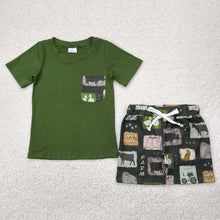Load image into Gallery viewer, Baby Boys Western Cow Farm Pocket Shirt Shorts Clothes Sets