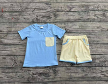 Load image into Gallery viewer, Baby Boys Blue Pocket Top Stripes Pockets Shorts Clothes Sets