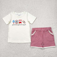 Load image into Gallery viewer, Baby Boys Ice Cream Store Top Red Plaid Pockets Shorts Sets