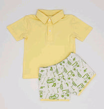 Load image into Gallery viewer, Baby Boys Yellow Button Pullovers Top Golf Short Clothes Set