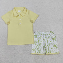 Load image into Gallery viewer, Baby Boys Yellow Button Pullovers Top Golf Short Clothes Set