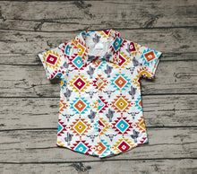 Load image into Gallery viewer, Baby Boys Aztec Cow Skull Cactus Short Sleeve Buttons Tee Shirts Tops