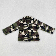 Load image into Gallery viewer, Baby Boys Green Camo Zip Pullovers Tee Tops
