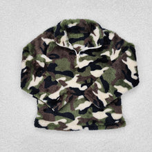 Load image into Gallery viewer, Baby Boys Green Camo Zip Pullovers Tee Tops