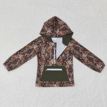 Load image into Gallery viewer, Baby Boys Green Camo Hooded Zip Fall Pullovers Tops