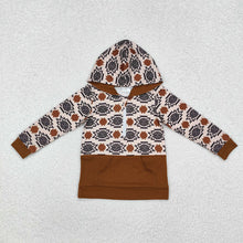 Load image into Gallery viewer, Baby Boys Brown Aztec Fall Hooded Pullovers Tops