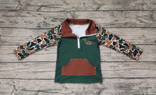 Load image into Gallery viewer, Baby Boys Dark Green Camo Zip Duck Hunting Pullovers Tops
