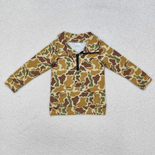 Load image into Gallery viewer, Baby Boys Dark Khaki Camo Zip Pocket Pullovers Tops