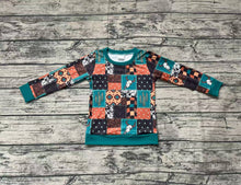 Load image into Gallery viewer, Baby Boys Western Cactus Cow Green Long Sleeve Tee Shirts Tops