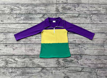 Load image into Gallery viewer, Baby Boys Mardi Gras Purple Zip Tee Shirts Tops
