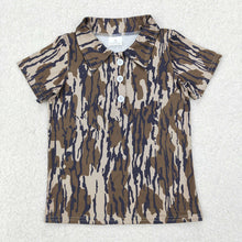 Load image into Gallery viewer, Baby Boys Short Sleeves Bottomland Camo Button Polo Shirts Tops