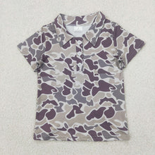Load image into Gallery viewer, Baby Boys Short Sleeves Button Gray Camo Polo Shirts Tops