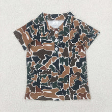 Load image into Gallery viewer, Baby Boys Short Sleeves Button Olive Camo Polo Shirts Tops