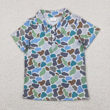 Load image into Gallery viewer, Baby Boys Short Sleeves Button Green Camo Polo Shirts Tops