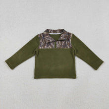 Load image into Gallery viewer, Baby Boys Olive Camo Southern Zipper Pullover Top