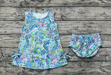 Load image into Gallery viewer, Baby Girls Blue Flowers Tunic Top Bummies Clothes Sets