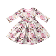 Load image into Gallery viewer, Baby girls farm pink long sleeve dresses