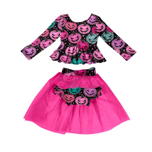 Load image into Gallery viewer, Baby Girls Halloween pumpkin tutu bummie skirts sets