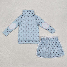 Load image into Gallery viewer, Baby Girls Blue Flowers Zip Top Ruffle Skort Short Clothes Sets