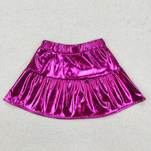 Load image into Gallery viewer, 3 Colors Sibling Baby Girls Leather Metallic Skirts Bottoms