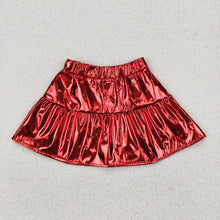 Load image into Gallery viewer, 3 Colors Sibling Baby Girls Leather Metallic Skirts Bottoms