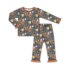 Load image into Gallery viewer, Baby girls fall pumpkin cow pajamas pants sets