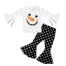Load image into Gallery viewer, Baby Girls snowman shirt dots bell pants sets